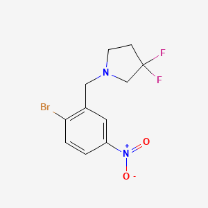 molecular formula C11H11BrF2N2O2 B8130722 1-(2-Bromo-5-nitrobenzyl)-3,3-difluoropyrrolidine 