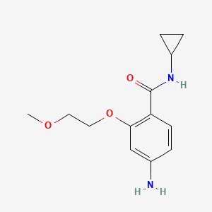 molecular formula C13H18N2O3 B8130742 4-Amino-N-cyclopropyl-2-(2-methoxyethoxy)benzamide 
