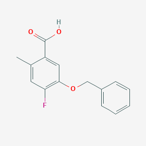 molecular formula C15H13FO3 B8130763 5-Benzyloxy-4-fluoro-2-methylbenzoic acid 