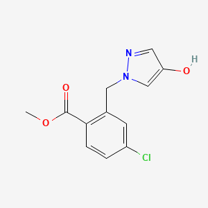 molecular formula C12H11ClN2O3 B8130772 4-Chloro-2-(4-hydroxypyrazol-1-ylmethyl)-benzoic acid methyl ester 