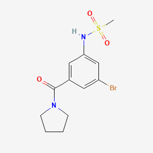 molecular formula C12H15BrN2O3S B8130821 N-[3-Bromo-5-(pyrrolidine-1-carbonyl)-phenyl]-methanesulfonamide 