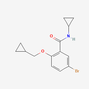 molecular formula C14H16BrNO2 B8130848 5-Bromo-N-cyclopropyl-2-cyclopropylmethoxybenzamide 