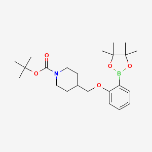 molecular formula C23H36BNO5 B8130902 4-[2-(4,4,5,5-Tetramethyl-[1,3,2]dioxaborolan-2-yl)-phenoxymethyl]-piperidine-1-carboxylic acid tert-butyl ester 