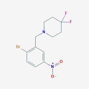 molecular formula C12H13BrF2N2O2 B8130912 1-(2-Bromo-5-nitrobenzyl)-4,4-difluoropiperidine 