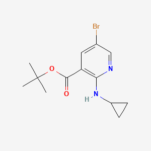 molecular formula C13H17BrN2O2 B8130914 tert-Butyl 5-bromo-2-(cyclopropylamino)nicotinate 