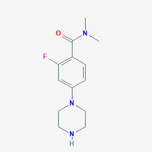molecular formula C13H18FN3O B8130927 2-Fluoro-N,N-dimethyl-4-piperazin-1-yl-benzamide 