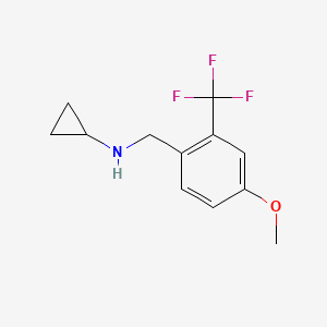 molecular formula C12H14F3NO B8130931 Cyclopropyl-(4-methoxy-2-trifluoromethylbenzyl)-amine 