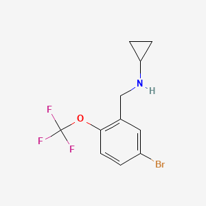 molecular formula C11H11BrF3NO B8130944 (5-Bromo-2-trifluoromethoxybenzyl)-cyclopropylamine 