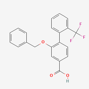 molecular formula C21H15F3O3 B8130963 2-Benzyloxy-2'-trifluoromethyl-biphenyl-4-carboxylic acid 