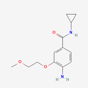molecular formula C13H18N2O3 B8131007 4-Amino-N-cyclopropyl-3-(2-methoxyethoxy)benzamide 
