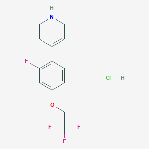 molecular formula C13H14ClF4NO B8131052 4-(2-Fluoro-4-(2,2,2-trifluoroethoxy)phenyl)-1,2,3,6-tetrahydropyridine hydrochloride 