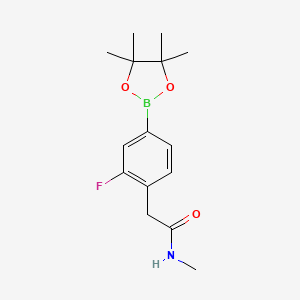 molecular formula C15H21BFNO3 B8131059 2-[2-Fluoro-4-(4,4,5,5-tetramethyl-[1,3,2]dioxaborolan-2-yl)-phenyl]-N-methylacetamide 