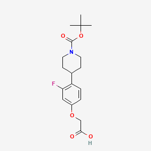 molecular formula C18H24FNO5 B8131085 2-(4-(1-(tert-Butoxycarbonyl)piperidin-4-yl)-3-fluorophenoxy)acetic acid 