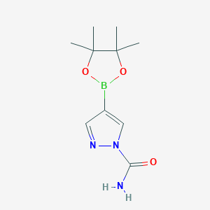 molecular formula C10H16BN3O3 B8131162 4-(4,4,5,5-Tetramethyl-[1,3,2]dioxaborolan-2-yl)-pyrazole-1-carboxylic acid amide 