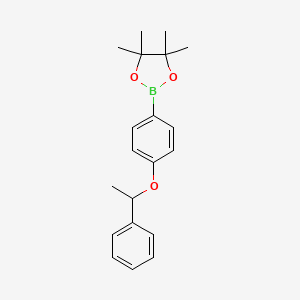 molecular formula C20H25BO3 B8131178 4,4,5,5-Tetramethyl-2-[4-(1-phenyl-ethoxy)-phenyl]-[1,3,2]dioxaborolane 