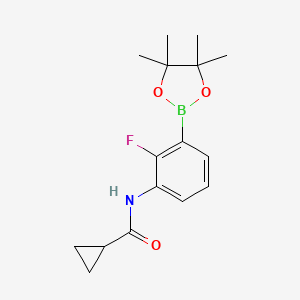 molecular formula C16H21BFNO3 B8131182 N-[2-fluoro-3-(tetramethyl-1,3,2-dioxaborolan-2-yl)phenyl]cyclopropanecarboxamide 