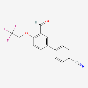 molecular formula C16H10F3NO2 B8131188 3'-Formyl-4'-(2,2,2-trifluoroethoxy)biphenyl-4-carbonitrile 
