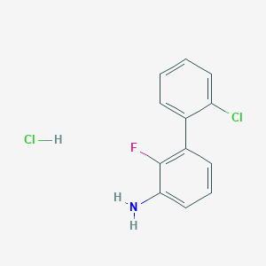 molecular formula C12H10Cl2FN B8131221 2'-Chloro-2-fluoro-[1,1'-biphenyl]-3-amine hydrochloride 