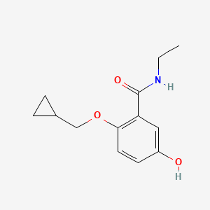 molecular formula C13H17NO3 B8131248 2-Cyclopropylmethoxy-N-ethyl-5-hydroxybenzamide 