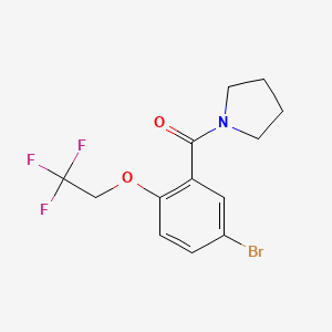 molecular formula C13H13BrF3NO2 B8131260 (5-Bromo-2-(2,2,2-trifluoroethoxy)phenyl)(pyrrolidin-1-yl)methanone 