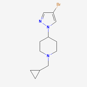 molecular formula C12H18BrN3 B8131293 4-(4-Bromopyrazol-1-yl)-1-cyclopropylmethylpiperidine 