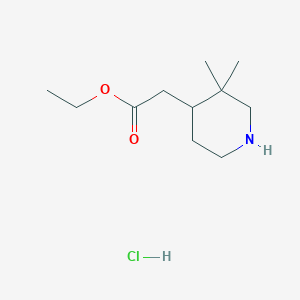 molecular formula C11H22ClNO2 B8131315 Ethyl 2-(3,3-dimethylpiperidin-4-yl)acetate hydrochloride 
