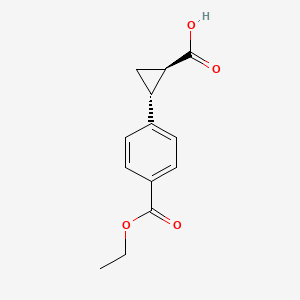 molecular formula C13H14O4 B8131326 (1R,2R)-2-(4-ethoxycarbonylphenyl)cyclopropane-1-carboxylic acid 