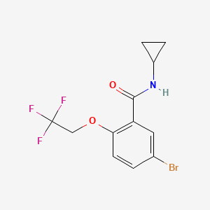 molecular formula C12H11BrF3NO2 B8131330 5-Bromo-N-cyclopropyl-2-(2,2,2-trifluoroethoxy)benzamide 