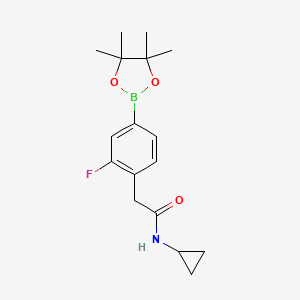 molecular formula C17H23BFNO3 B8131351 N-Cyclopropyl-2-[2-fluoro-4-(4,4,5,5-tetramethyl-[1,3,2]dioxaborolan-2-yl)-phenyl]-acetamide 