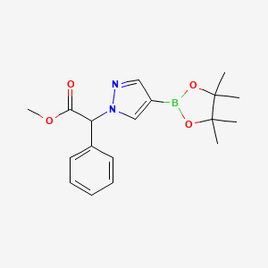 molecular formula C18H23BN2O4 B8131357 Phenyl-[4-(4,4,5,5-tetramethyl-[1,3,2]dioxaborolan-2-yl)-pyrazol-1-yl]-acetic acid methyl ester 
