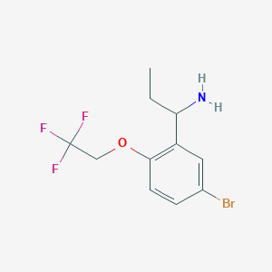 molecular formula C11H13BrF3NO B8131377 1-[5-Bromo-2-(2,2,2-trifluoroethoxy)-phenyl]-propylamine 