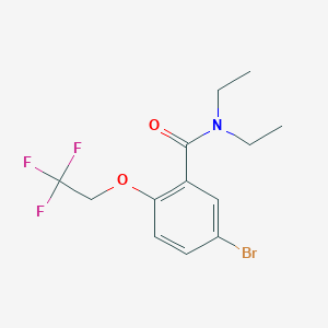 molecular formula C13H15BrF3NO2 B8131382 5-Bromo-N,N-diethyl-2-(2,2,2-trifluoroethoxy)benzamide 