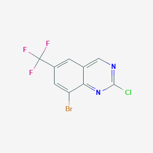 molecular formula C9H3BrClF3N2 B8131641 8-Bromo-2-chloro-6-(trifluoromethyl)quinazoline 