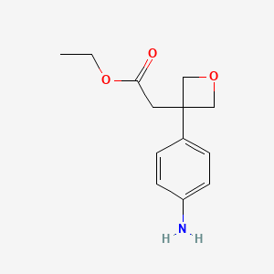 molecular formula C13H17NO3 B8131677 Ethyl 2-[3-(4-aminophenyl)oxetan-3-yl]acetate 