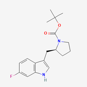 molecular formula C18H23FN2O2 B8131749 (S)-tert-Butyl 2-((6-fluoro-1H-indol-3-yl)methyl)pyrrolidine-1-carboxylate 