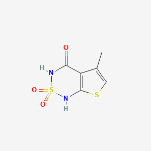 molecular formula C6H6N2O3S2 B8131775 5-Methyl-1H-thieno[2,3-c][1,2,6]thiadiazin-4(3H)-one 2,2-dioxide 