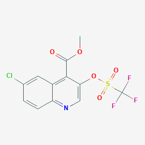 molecular formula C12H7ClF3NO5S B8131916 Methyl 6-chloro-3-(((trifluoromethyl)sulfonyl)oxy)quinoline-4-carboxylate 