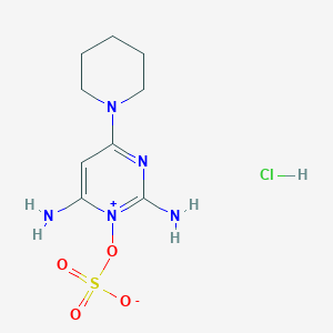 molecular formula C9H16ClN5O4S B8132003 2,6-Diamino-4-(piperidin-1-yl)pyrimidin-1-ium-1-yl sulfate hydrochloride 