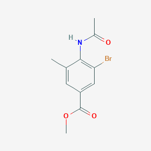 molecular formula C11H12BrNO3 B8132008 4-Acetylamino-3-bromo-5-methyl-benzoic acid methyl ester 