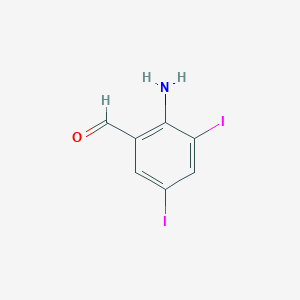 molecular formula C7H5I2NO B8132031 2-氨基-3,5-二碘苯甲醛 