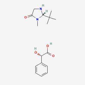 molecular formula C16H24N2O4 B8132120 (s)-2-(Tert-butyl)-3-methylimidazolidin-4-one (s)-2-hydroxy-2-phenylacetate 