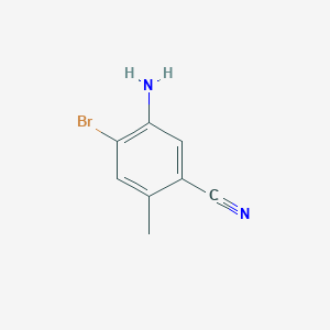 molecular formula C8H7BrN2 B8132200 5-Amino-4-bromo-2-methyl-benzonitrile 