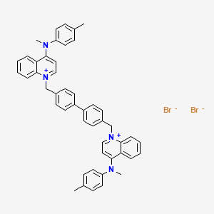 1-[[4-[4-[[4-(N,4-dimethylanilino)quinolin-1-ium-1-yl]methyl]phenyl]phenyl]methyl]-N-methyl-N-(4-methylphenyl)quinolin-1-ium-4-amine;dibromide