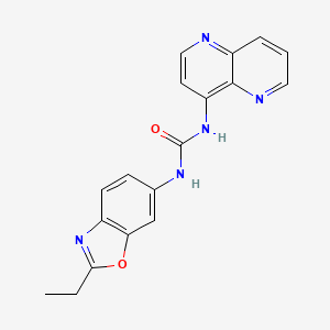 molecular formula C18H15N5O2 B8132284 1-(2-Ethylbenzo[d]oxazol-6-yl)-3-(1,5-naphthyridin-4-yl)urea 