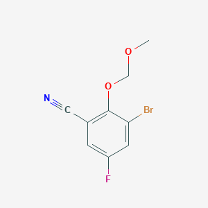 molecular formula C9H7BrFNO2 B8132285 3-Bromo-5-fluoro-2-methoxymethoxy-benzonitrile 
