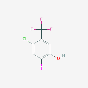 molecular formula C7H3ClF3IO B8132300 4-Chloro-2-iodo-5-trifluoromethyl-phenol 