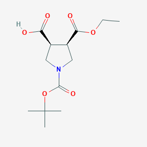 molecular formula C13H21NO6 B8132328 cis-1-(tert-Butoxycarbonyl)-4-(ethoxycarbonyl)pyrrolidine-3-carboxylic acid 