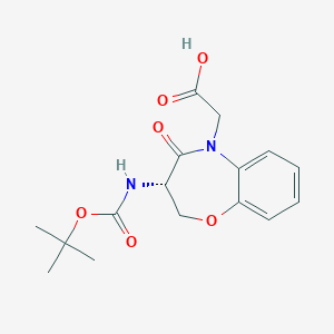 molecular formula C16H20N2O6 B8132354 (3S)-3-(tert-Butoxycarbonylamino)-4-oxo-2,3,4,5-tetrahydro-1,5-benzoxazepine-5-acetic acid 