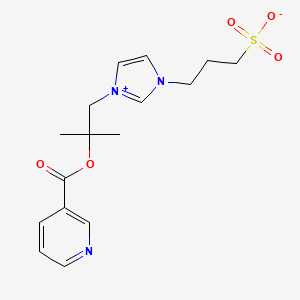 molecular formula C16H21N3O5S B8132402 1-(2-Pyridin-3-yl-carbonyloxy-2-methyl-propyl)-3-sulfonatopropyl-imidazolium 