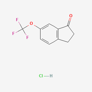 molecular formula C10H8ClF3O2 B8132408 6-(Trifluoromethoxy)-2,3-dihydro-1H-inden-1-one HCl 